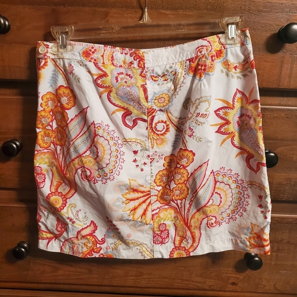 Tommy Hilfiger 90's Floral Paisley Straight Skirt Pockets 100% Cotton Size 10
